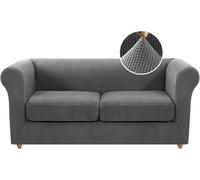 WWQQKJ 1 Seater Sofa Cover Stretch Chesterfield Sofa Covers with Sofa Cushion Cover, Spandex Jacquard Sofa Cover, Non-Slip Sofa Protector(Gris,2 Places)