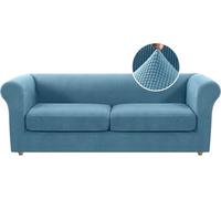 WWQQKJ 1 Seater Sofa Cover Stretch Chesterfield Sofa Covers with Sofa Cushion Cover, Spandex Jacquard Sofa Cover, Non-Slip Sofa Protector(Bleu,Grand 2 Places)