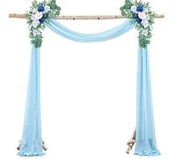 WWQQKJ Chiffon Wedding Arch Drape, Tulle Curtain Fabric for Decorative Arch Drape for Weddings, Parties, and Birthdays(Blu Cielo,75x600cm)