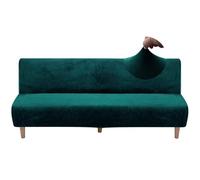 WWQQKJ Clic Clac Sofa Cover Extendable 3 Seater Armless Sofa Cover Elastic Spandex Sofa Bed Protector (Velluto#verde Scuro)