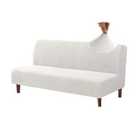 WWQQKJ Clic Clac Sofa Cover Extendable 3 Seater Armless Sofa Cover Elastic Spandex Sofa Cover Universal Sofa Bed Protector(Jacquard#panna)