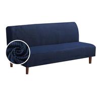 WWQQKJ Clic Clac Sofa Cover Extendable 3 Seater Armless Sofa Cover Elastic Spandex Sofa Cover Universal Sofa Bed Protector(Jacquard#blu Navy)