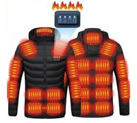 WWQQKJ Couple hooded cotton coat, USB electric heating with warm and constant temperature, four controls, 21 zones, outdoor electric heating