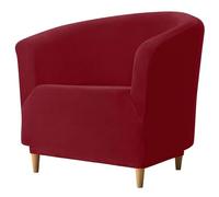 WWQQKJ Velvet Chesterfield Chair Cover, Soft Stretch Club Tub Chair Cover Sofa Slipcover for Living Room Bedroom(Red wine)
