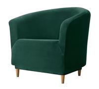WWQQKJ Velvet Chesterfield Chair Cover, Soft Stretch Club Tub Chair Cover Sofa Slipcover for Living Room Bedroom(Dark green)