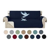 WWQQKJ Waterproof Sofa Cover 1 Seater, Armchair Cover, Universal Sofa Protector with Armrests, Non-slip Thickened, Protection from Cats and Dogs Scratches(Bleu Foncé,3 Places)
