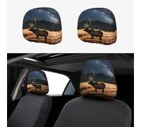 wwqqvnb Car seat Elk in The Meadow headrest Covers, 2-Pack, Elastic and Breathable, Full-Coverage dust Covers, Suitable for Most car modelså