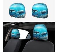 wwqqvnb Car seat Whales Under The sea headrest Covers, 2-Pack, Elastic and Breathable, Full-Coverage dust Covers, Suitable for Most car modelså