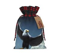 wwqqvnb Eagle under the stars Christmas linen gift bags, drawstring candy bags, birthday party gift bags