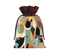 wwqqvnb Mid-Century Modern Art Cat Christmas linen gift bags, drawstring candy bags, birthday party gift bags