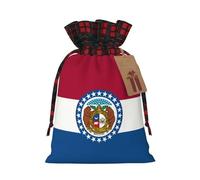 wwqqvnb Missouri State Flag Christmas linen gift bags, drawstring candy bags, birthday party gift bags