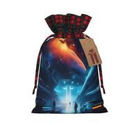 wwqqvnb Science Fiction Future Christmas linen gift bags, drawstring candy bags, birthday party gift bags