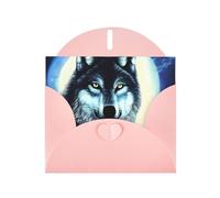 wwqqvnb wolf under moon Pearlescent paper holiday card with a pink envelope. Suitable for invitations, birthday cards, and wedding cards. 1 card