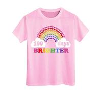 WWricotta 100 Days of School Shirts for Boys Girls in My 100 Days T Shirt Happy 100th Day of School Print Casual Tops Pink
