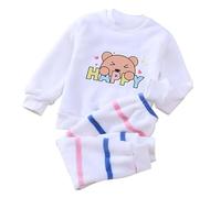 WWricotta 2 Piece Toddler Boys Girls' Winter Fleece Pajama Set Warm Flannel Sleepwear Set Tops Pants Outfits Soft Comfy Pajamas Outfits Infant Bundle Set Boy