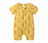 WWricotta Baby Boy Romper - Short Sleeve Print, Double Zipper, Crawl Bodysuit, 0-6M, Lion Print