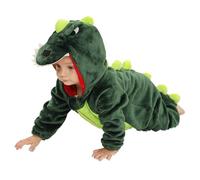 WWricotta Boys Dinosaur Romper Jumpsuit Soft Flannel Baby Costume Performance Outfit Dark Green