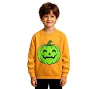 WWricotta Boys' Glow in the Dark Halloween Pullover - Crew Neck Fleece Lined Sweatshirt, Spooky Long Sleeve Top Yellow