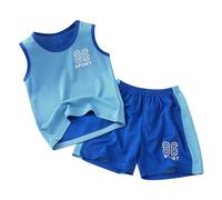 WWricotta Boy's Short Sleeve Suit Summer Boys Quick Drying Sports Suit Girls Basketball T Shirt + Shorts Football Suit 2 Sets New Born Baby Clothes Set Toddler Button Down Shirt Blue