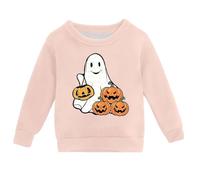 WWricotta Children's Pumpkin Harvest Pullover - Crew Neck Sweatshirt with Adorable Pumpkin Print, Unisex Pink