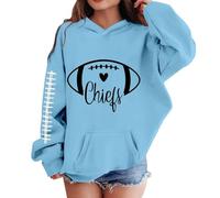 WWricotta Day Football Sweatshirt Women Cute Graphic Funny Sunday Casual Long Sleeve Crewneck Pullover Top273 Sky Blue