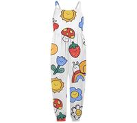 WWricotta Girls Romper Jumpsuit Cute Print Playful Outfit Comfortable Toddler Clothes Soft Summer Casual Wear for Baby Infant Suitable for Children 1 to 6 Old White