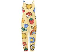 WWricotta Girls Romper Jumpsuit Cute Print Playful Outfit Comfortable Toddler Clothes Soft Summer Casual Wear for Baby Infant Suitable for Children 1 to 6 Old Yellow