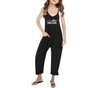 WWricotta Girls Romper & Jumpsuit for Kids Letter Print Suspender Pants for Back to School Season Comfortable and Stylish Outfit for 3rd Graders Black