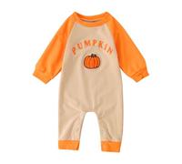 WWricotta Infant Boys Girls Cartoon Pumpkin Ghostface Printing Pullover Romper Newborn Jumpsuit Clothes Orange