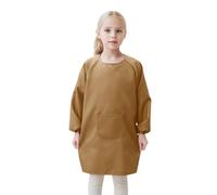 WWricotta Kid Art Smock Apron with Pocket for Children Artist Painting Aprons Smocks with Long Sleeve Stylish Tops for Girls Khaki