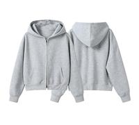 WWricotta Kids' Double Zip Pullover Hoodie - Soft Long Sleeve Sweatshirt with Dual Zipper, Ages 3-12 Grey