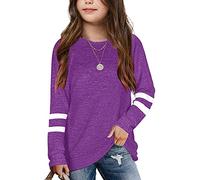 WWricotta Kids Girls Tunic Tops Crewneck Ultra Soft Striped Long Sleeve Comfortable Casual Pullover Sweatshirt for Children Top Girls 7 8 Purple