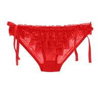 WWricotta Lace Briefs Sexy Waist Women's Low Underwear Panties Underpants Women's Panties Cotton Women Underwear Pack French Knickers plus Size Red