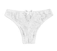 WWricotta Lingerie Brief 1PC Panty Lace Floral Plus Sexy Crotchless Thong Women Underwear Satin Lingerie Slip Dress Sexy Costume for Women Valentine White