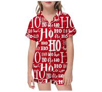 WWricotta Little Baby Girls Boys Pajamas Set Christmas Satin Silk Kids Short Sleeves Sleepwear 2 Piece Button Down Classic Loungewear Shorts Vintage Robes for Girls Watermelon Red