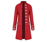 WWricotta Male Vintage Overcoat Jacquard Weave Stand Long Sleeve Costume Mens and Coat Sweatshirt Zipper Men Red