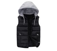 WWricotta Mens Autumn And Winter Fashion Casual Zipper Pocket Hooded Sleeveless Padded Jacket Vest Top Mens Soft Pajama Shirts