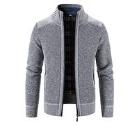 WWricotta Men'S Winter Fashion Sweater Jacket Long Sleeve Plus Velvet Thick High Neck Solid Color Sweater Cardigan Jacket Indoor Jackets Men