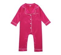WWricotta Newborn Infant Baby Girl Boy Silk Pajamas Rompers Button Down Long Sleeve Satin PJ's Jumpsuit Hot Pink