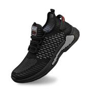 WWricotta Plus Size Men's Lightweight Walking Shoes Mesh Fish Scale Pattern Fashion Sneakers Black