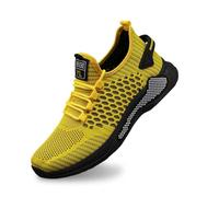 WWricotta Plus Size Men's Lightweight Walking Shoes Mesh Fish Scale Pattern Fashion Sneakers Yellow
