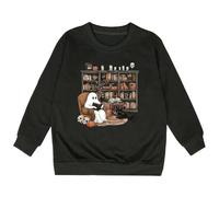 WWricotta Reading Books Sweatshirt Librarian Halloween Sweatshirt Women Black
