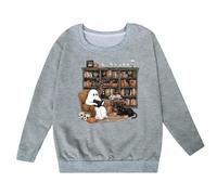 WWricotta Reading Books Sweatshirt Librarian Halloween Sweatshirt Women Grey