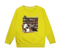 WWricotta Reading Books Sweatshirt Librarian Halloween Sweatshirt Women Yellow