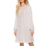 WWricotta Sequin Dress for Women Long Sleeve Crewneck Sparkly Glitter Mini Dress Elegant Wedding Cocktail Party Dress Dress Costume Women Plus Size Beige