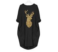 WWricotta Size Pocket O Neck Plus Tops Long Dress Christmas Loose Ladies Womens Dress Women's Dress Womens Long Sleeve Dress Fall Black
