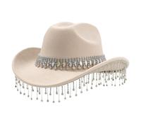 WWricotta Sparkle Cowboy Hat for Men & Women - Fringe & Rhinestone Embellished, Large Round Gemstone Centerpiece, Perfect for Themed Events, Drag Shows, Pride Parades & Country Weddings, One Size