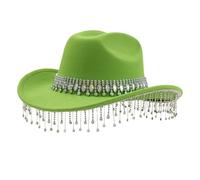 WWricotta Sparkle Cowboy Hat for Men & Women - Fringe & Rhinestone Embellished, Large Round Gemstone Centerpiece, Perfect for Themed Events, Drag Shows, Pride Parades & Country Weddings, One Size