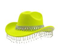 WWricotta Sparkle Cowboy Hat for Men & Women - Fringe & Rhinestone Embellished, Large Round Gemstone Centerpiece, Perfect for Themed Events, Drag Shows, Pride Parades & Country Weddings, One Size