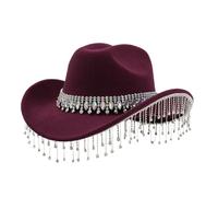 WWricotta Sparkle Cowboy Hat for Men & Women - Fringe & Rhinestone Embellished, Large Round Gemstone Centerpiece, Perfect for Themed Events, Drag Shows, Pride Parades & Country Weddings, One Size